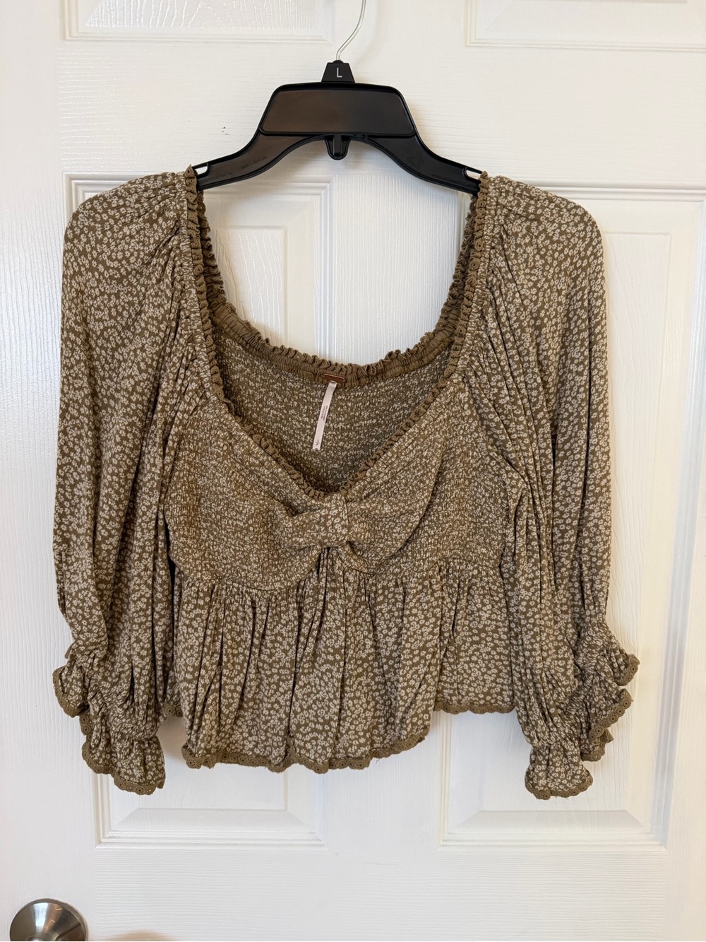 Free People Cropped Floral Peasant Blouse
